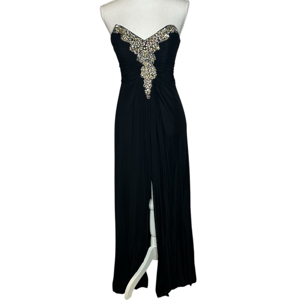 Decode black ruched  strapless top with embellishments prom dress size 6